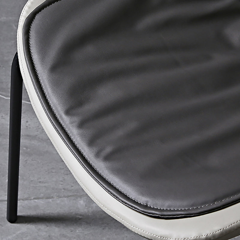 Industrial PU Leather Dining Chairs Solid Back Chair for Home