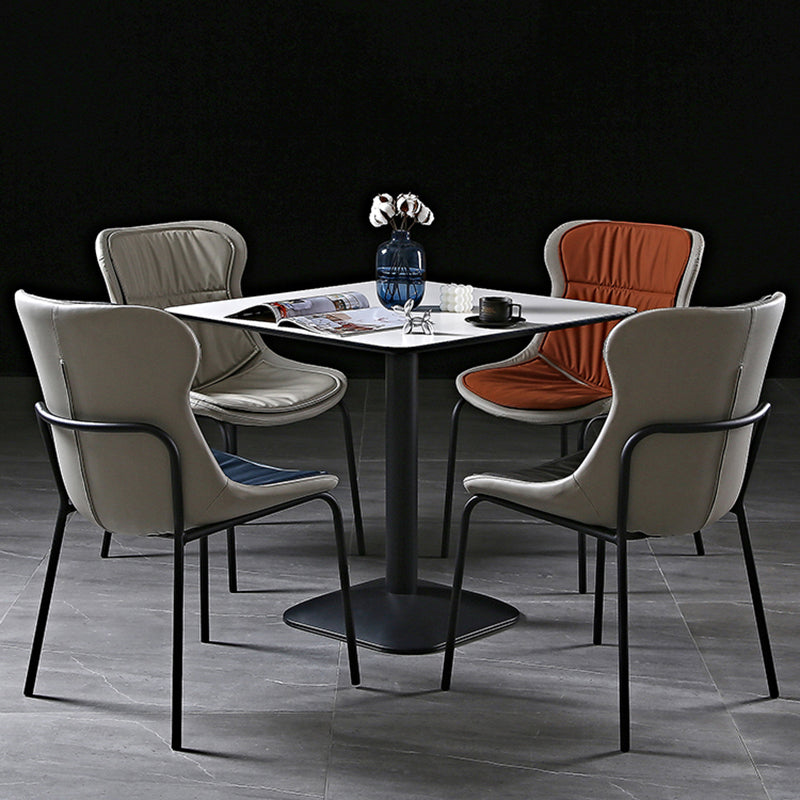 Industrial PU Leather Dining Chairs Solid Back Chair for Home