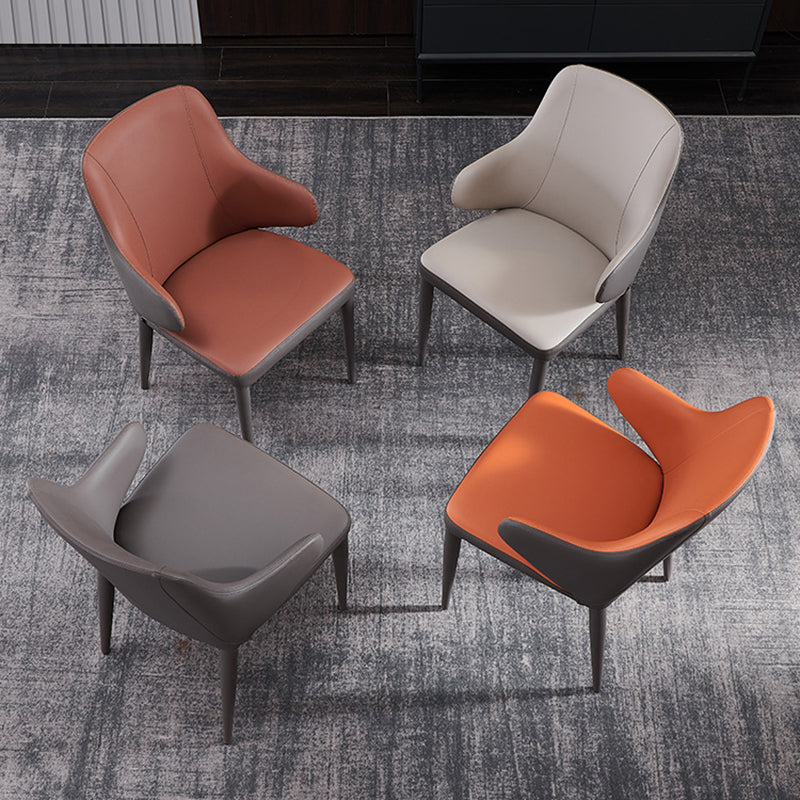 Contemporary Metal Dining Chair Upholstered Arm Chair for Restaurant Use