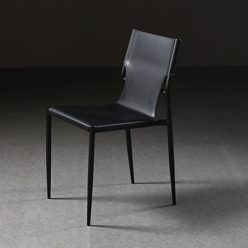 Industrial PU Leather Dining Chairs Solid Back Chair for Home Use
