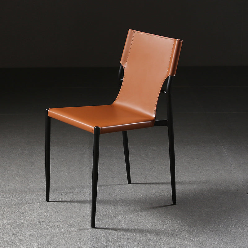 Industrial PU Leather Dining Chairs Solid Back Chair for Home Use