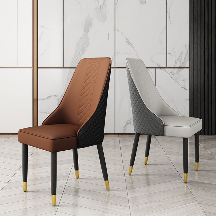 Glam Wood Dining Armless Chair Faux Leather Dining Chair for Home Use