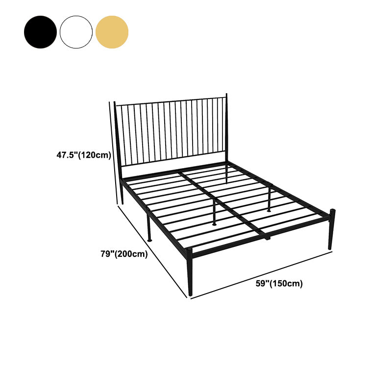 Metal Slat Bed Low Profile Luxurious Bed Frame with Headboard