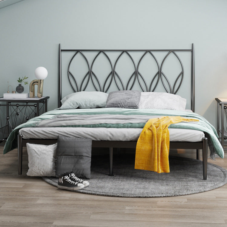 47" Tall Glam Open-Frame Bed Metal Standard Bed with Headboard