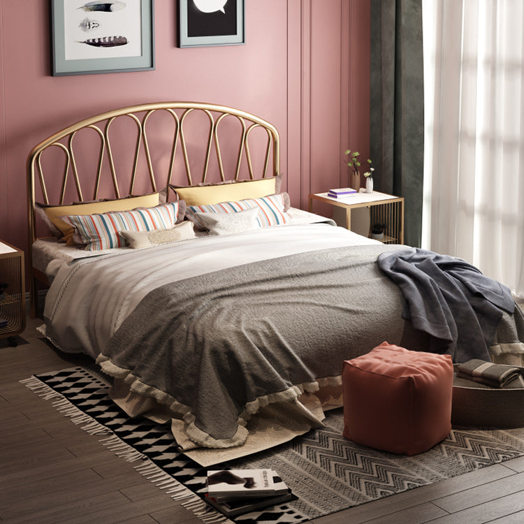 Glam Metallic Open-Frame Bed with Arched Headboard, 45.3" Tall