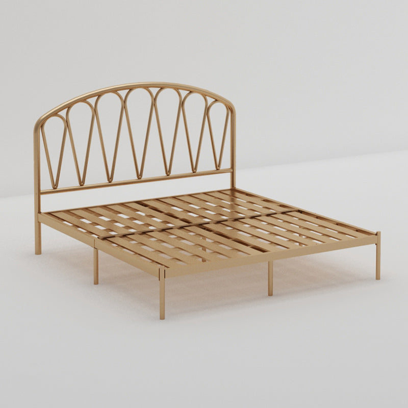 Glam Metallic Open-Frame Bed with Arched Headboard, 45.3" Tall