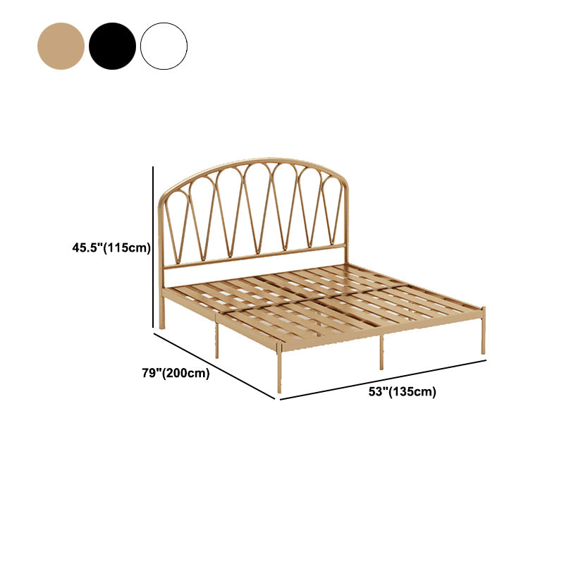 Glam Metallic Open-Frame Bed with Arched Headboard, 45.3" Tall