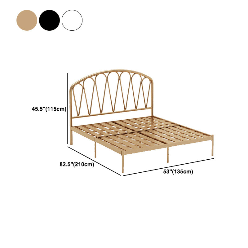 Glam Metallic Open-Frame Bed with Arched Headboard, 45.3" Tall