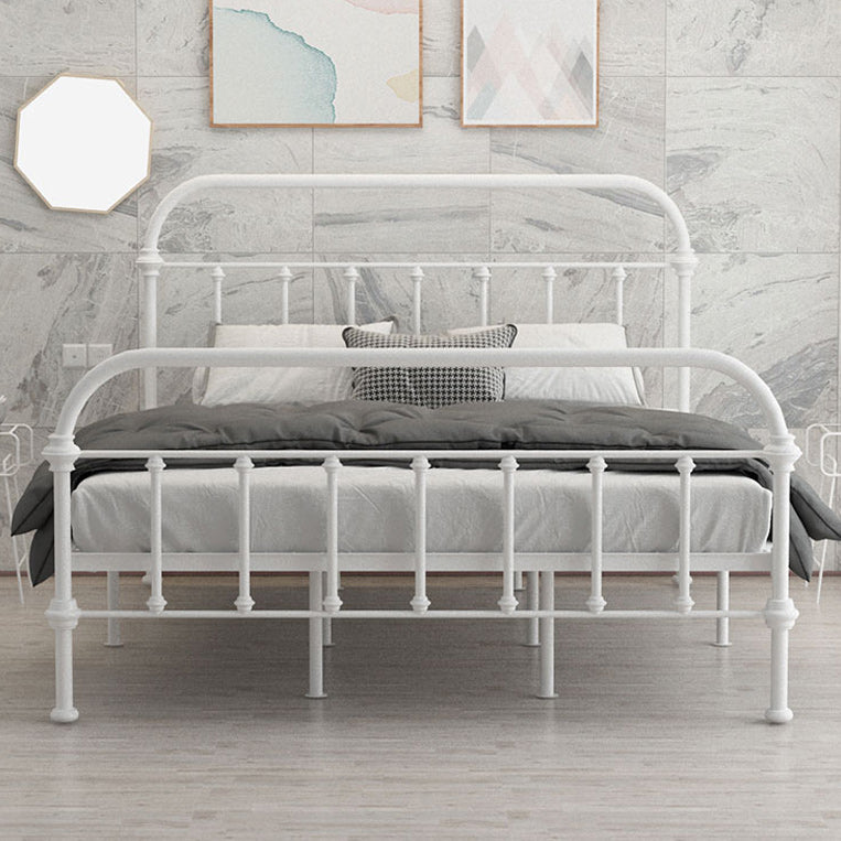 Luxurious Standard Bed with Open-Frame Headboard and Metal Legs