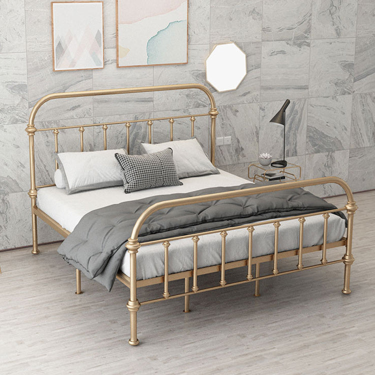 Luxurious Standard Bed with Open-Frame Headboard and Metal Legs