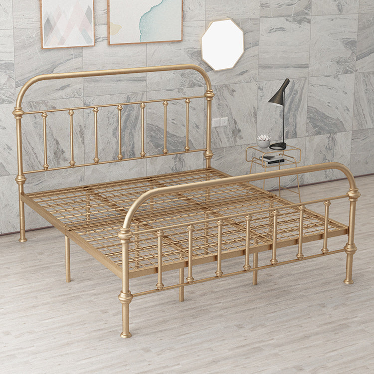 Luxurious Standard Bed with Open-Frame Headboard and Metal Legs