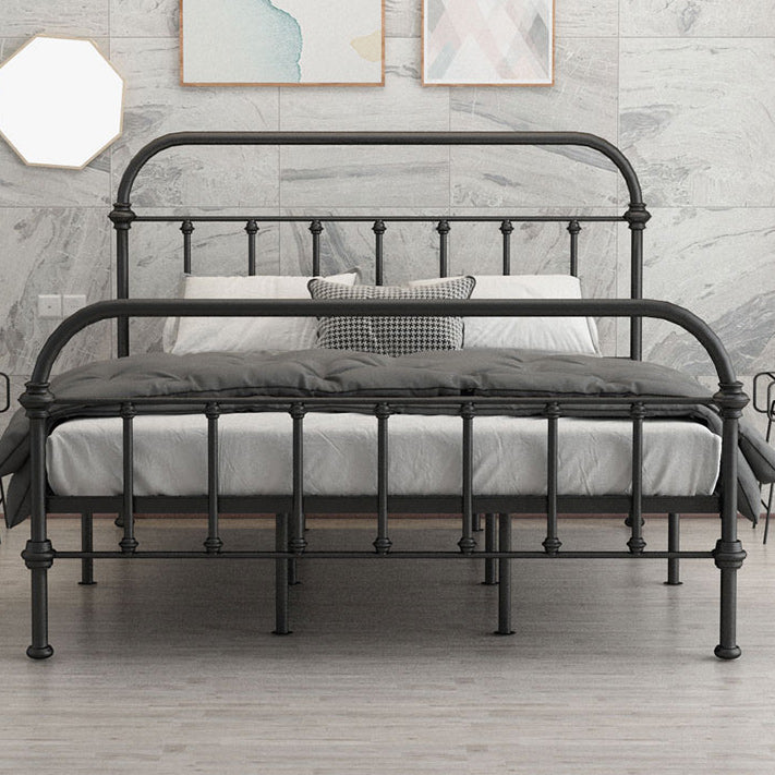 Luxurious Standard Bed with Open-Frame Headboard and Metal Legs