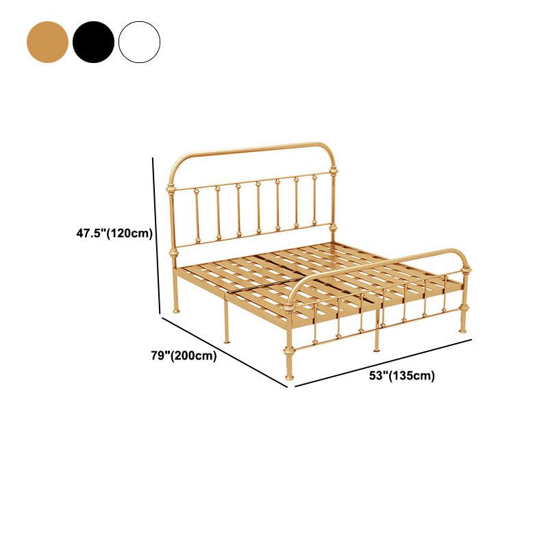 Luxurious Standard Bed with Open-Frame Headboard and Metal Legs