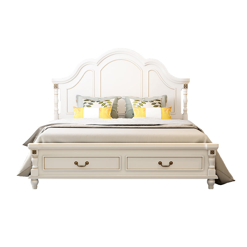 Wood Victorian Bed Frame White Camelback Headboard Panel Bed