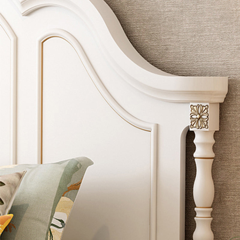 Wood Victorian Bed Frame White Camelback Headboard Panel Bed