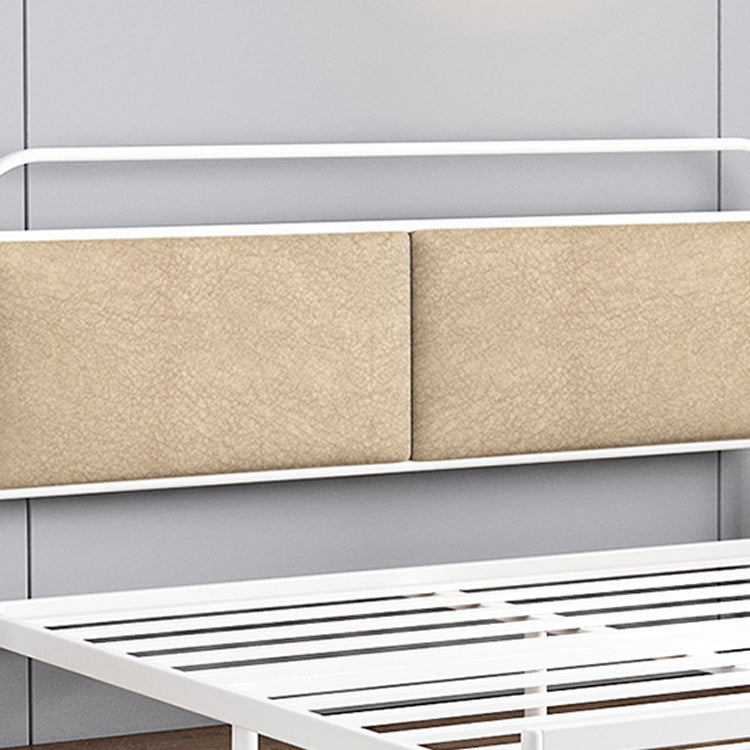Metal Slat Bed 79 inch Wide with RectangularUpholstered Headboard