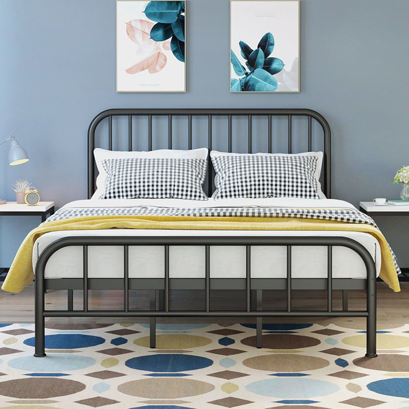 High Profile Standard Bed, Metal Slat Headboard Contemporary Bed