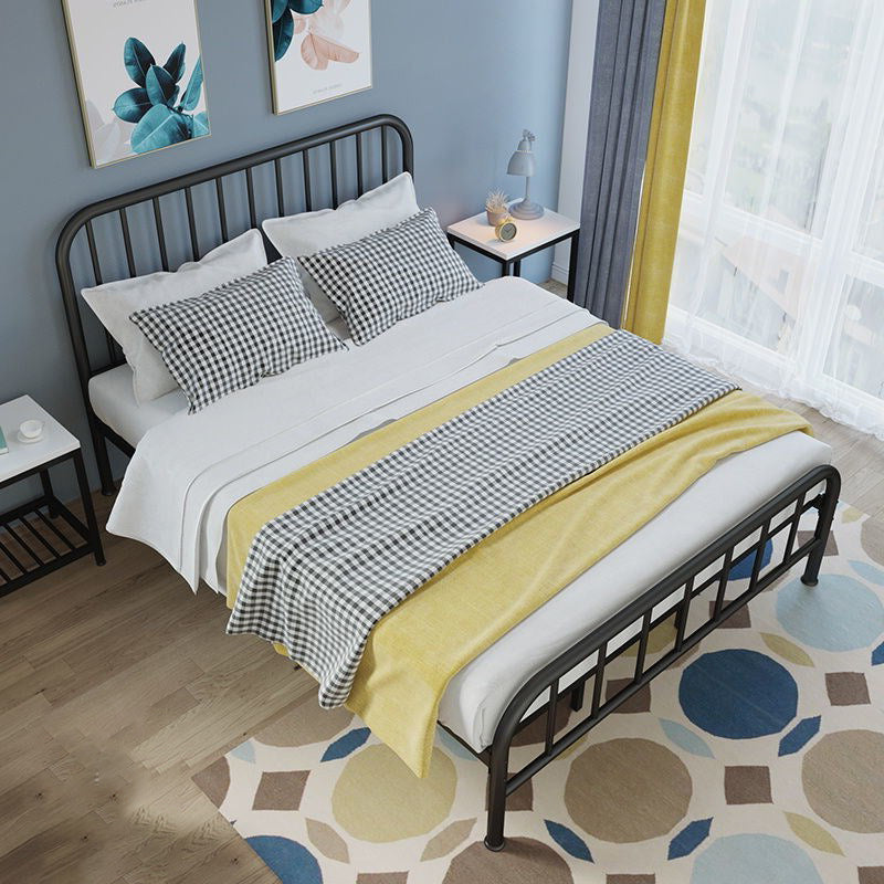 High Profile Standard Bed, Metal Slat Headboard Contemporary Bed