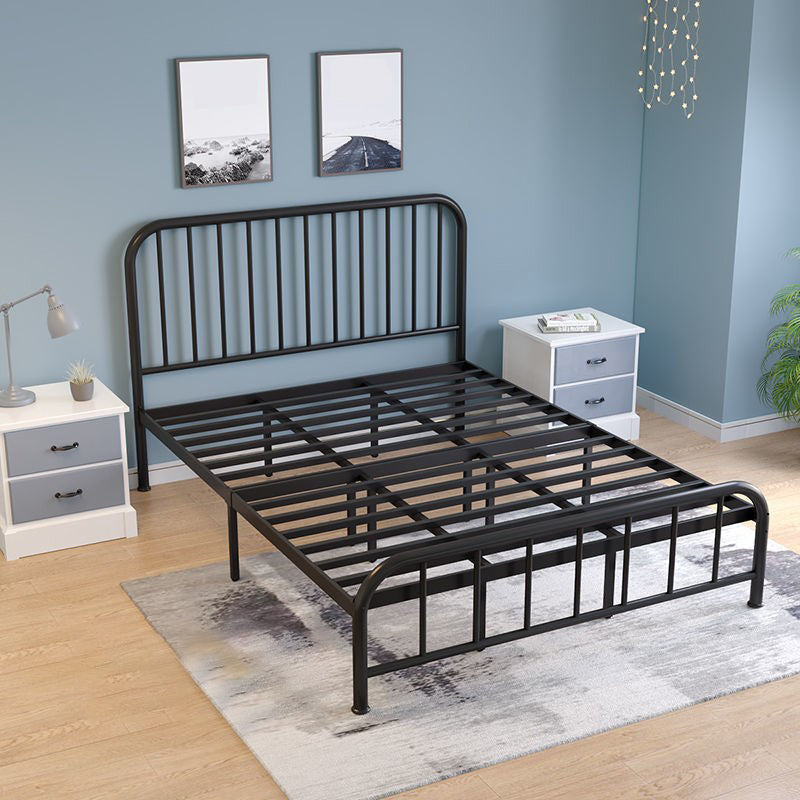 High Profile Standard Bed, Metal Slat Headboard Contemporary Bed
