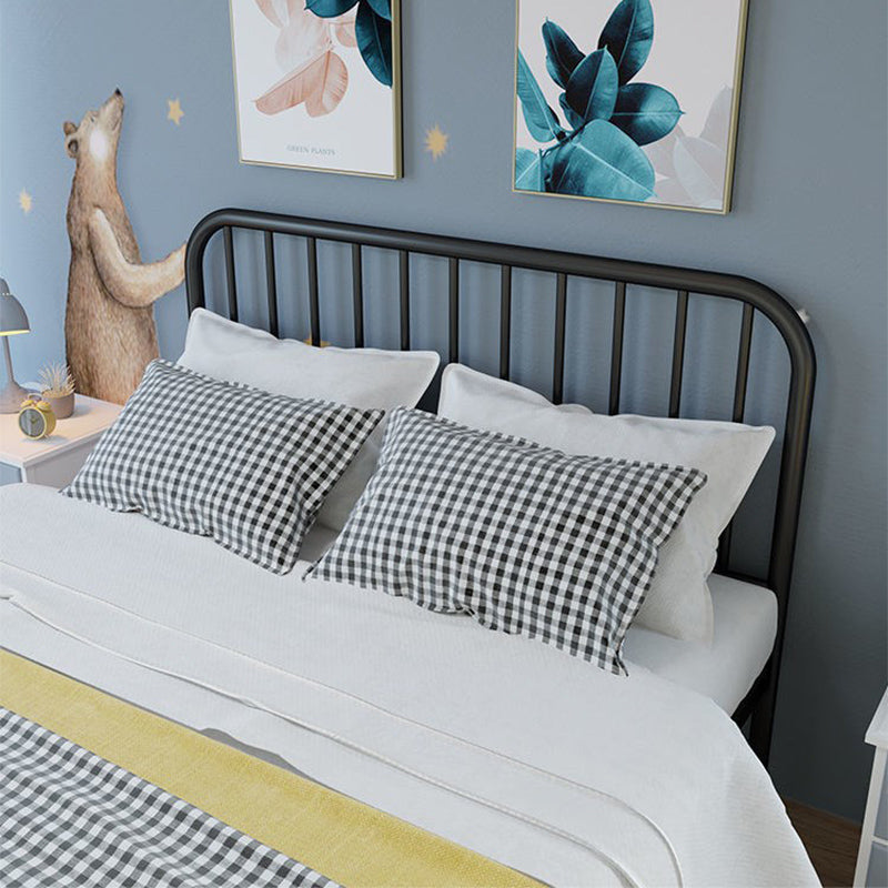 High Profile Standard Bed, Metal Slat Headboard Contemporary Bed