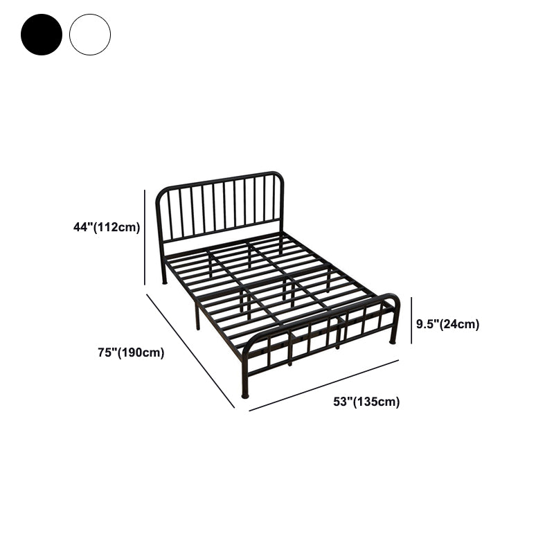 High Profile Standard Bed, Metal Slat Headboard Contemporary Bed