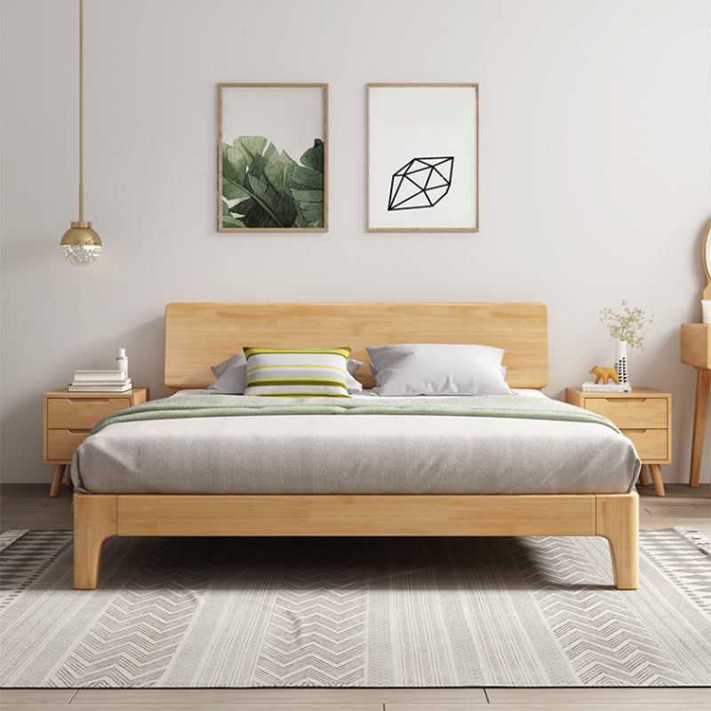 Traditional Wooden Standard Bed with Rectangular Headboard Bed