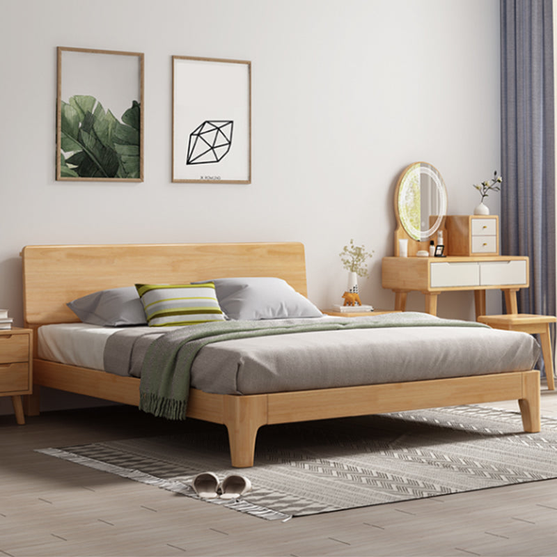 Traditional Wooden Standard Bed with Rectangular Headboard Bed