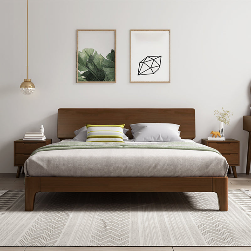 Traditional Wooden Standard Bed with Rectangular Headboard Bed