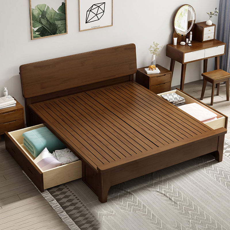 Traditional Wooden Standard Bed with Rectangular Headboard Bed