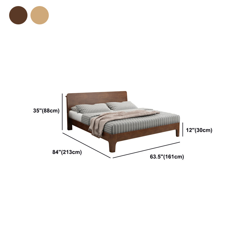 Traditional Wooden Standard Bed with Rectangular Headboard Bed