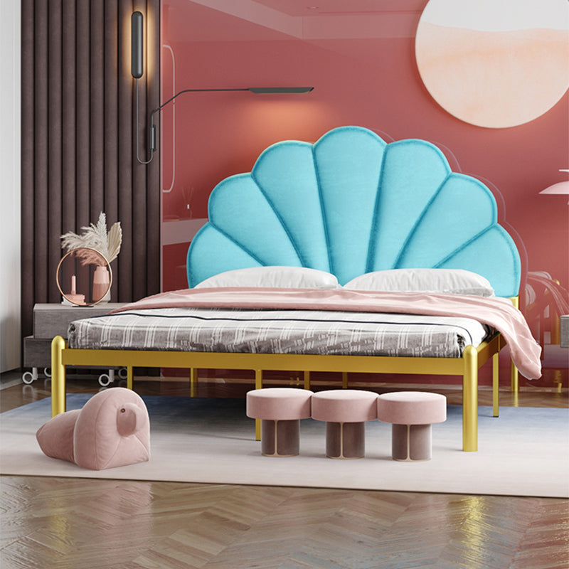 Glam Style Metal Panel Standard Bed with Arched Headboard for Bedroom