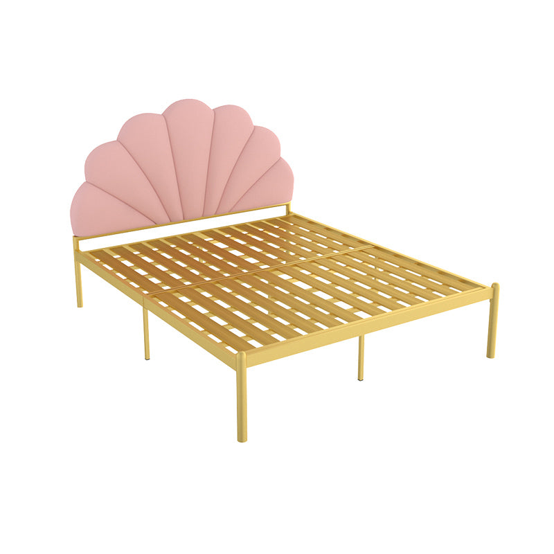 Glam Style Metal Panel Standard Bed with Arched Headboard for Bedroom