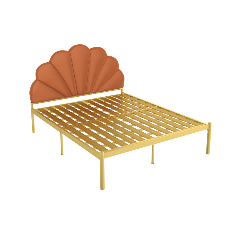 Glam Style Metal Panel Standard Bed with Arched Headboard for Bedroom
