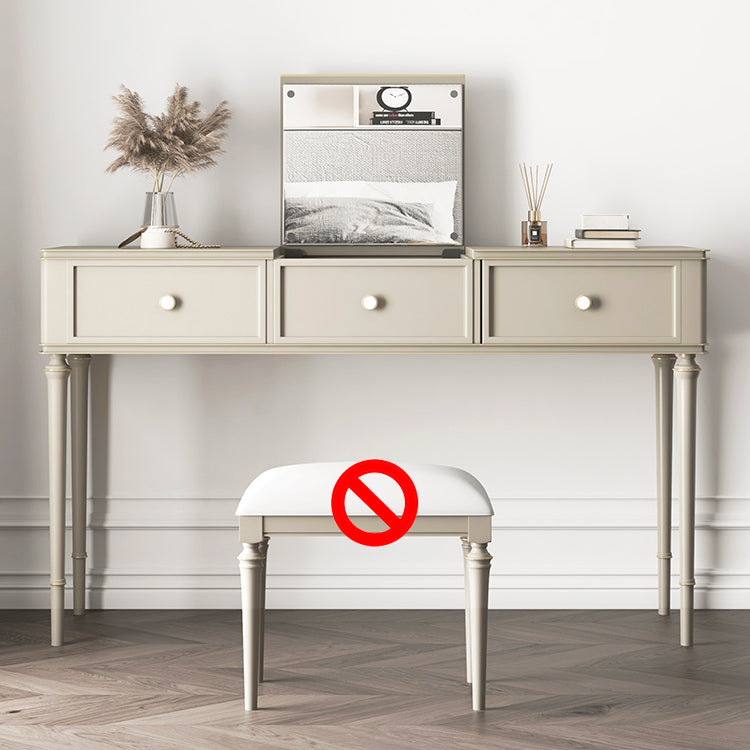 Make-up Vanity Mirrored Wood Dressing Table Padded Stool Set