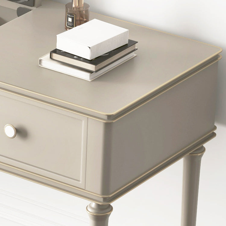 Make-up Vanity Mirrored Wood Dressing Table Padded Stool Set