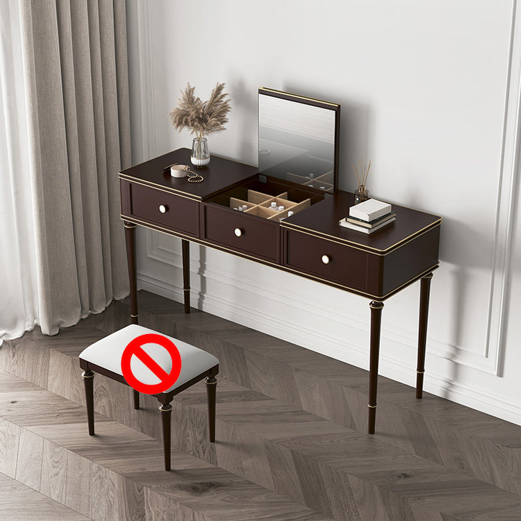 Make-up Vanity Mirrored Wood Dressing Table Padded Stool Set