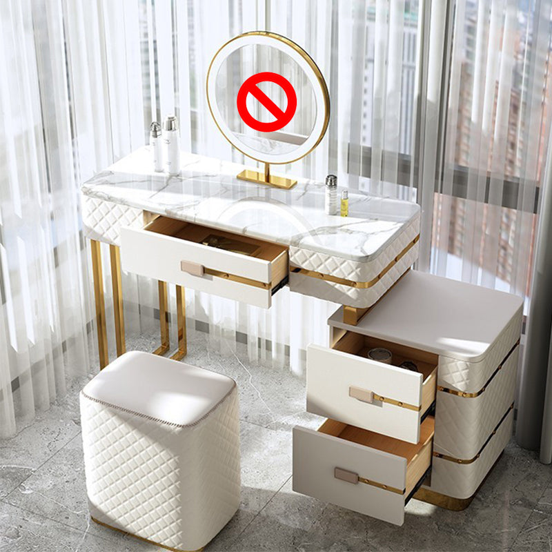 Faux Leather Vanity Dressing Table Set with 3 Storage Drawers
