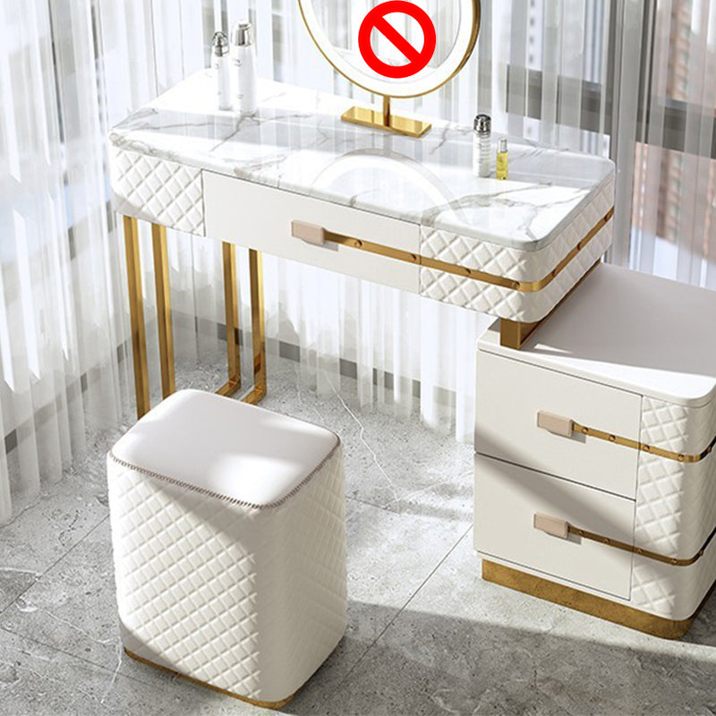 Faux Leather Vanity Dressing Table Set with 3 Storage Drawers