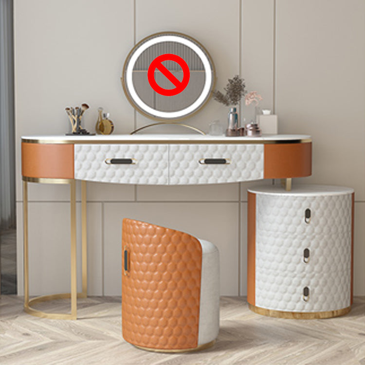 5 Drawers 29.52" High Vanity Set with Stool Faux Leather Dresser