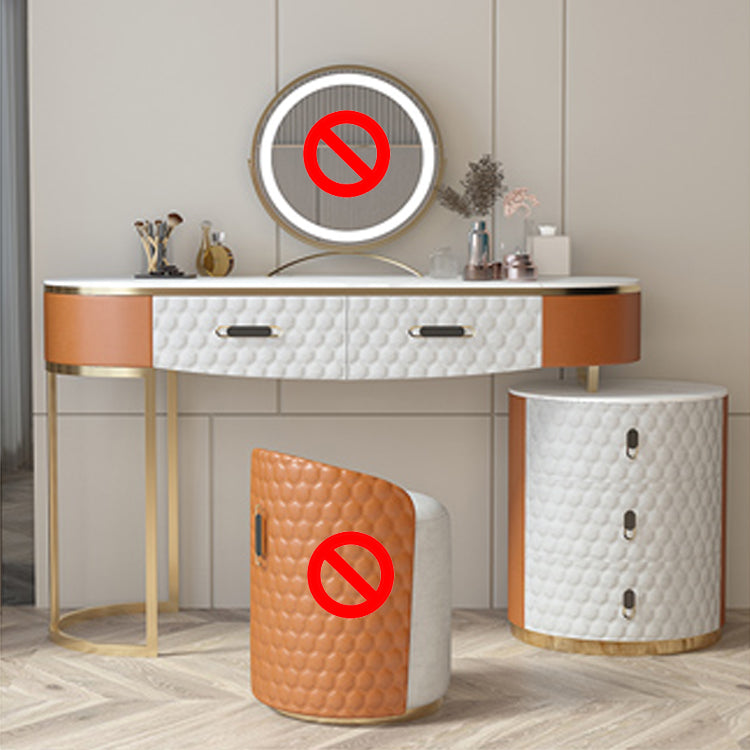 5 Drawers 29.52" High Vanity Set with Stool Faux Leather Dresser