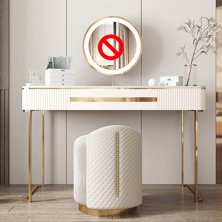 Metal Makeup Dressing Table Luxurious Stone Top Vanity Stool Set