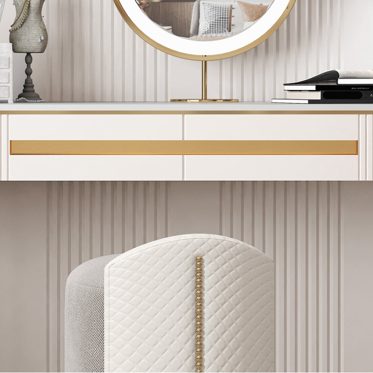 Metal Makeup Dressing Table Luxurious Stone Top Vanity Stool Set