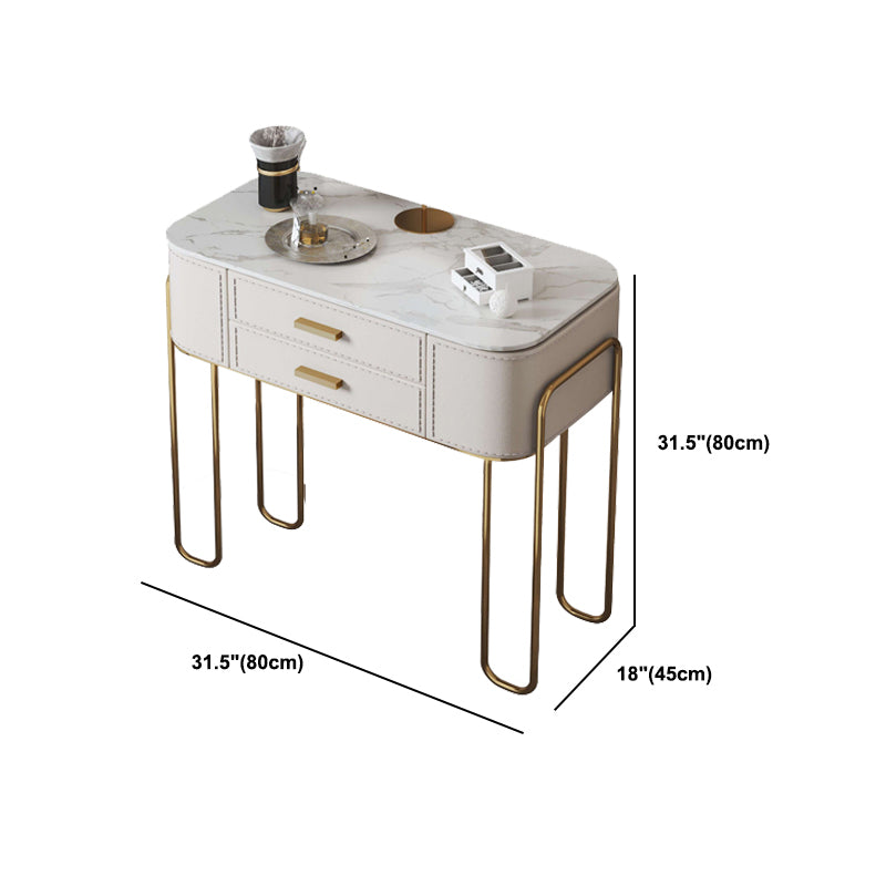31.9" H Two Drawers Vanity Mirrored Table Dressing Table in Beige