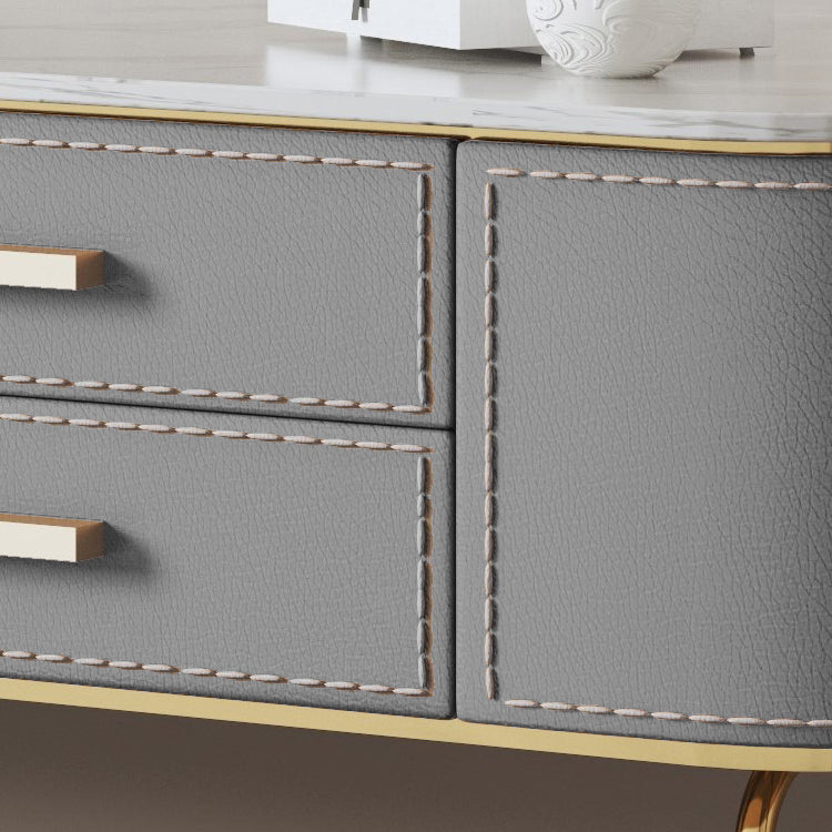 Mirror & 2 Drawers Light Grey Makeup Vanity Dressing Table Stool Set