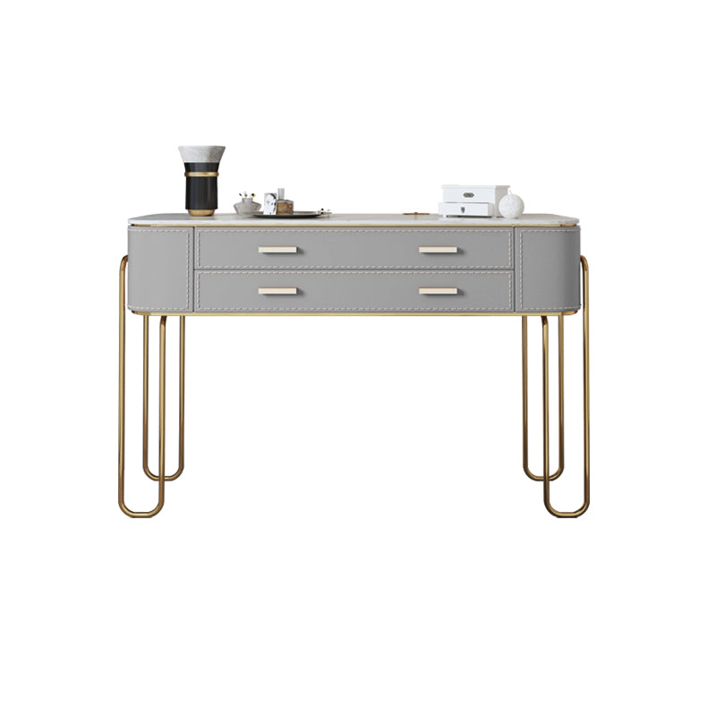 Mirror & 2 Drawers Light Grey Makeup Vanity Dressing Table Stool Set