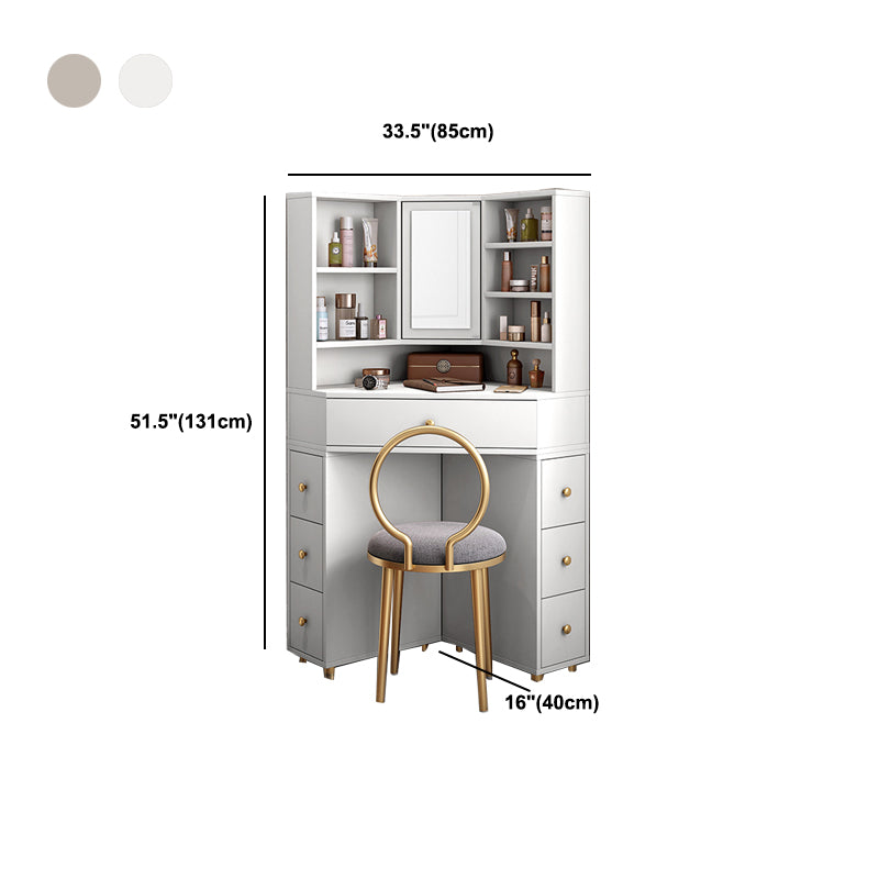 Mirrored Vanity Table and Stool Set 33.4" Wide Vanity Dressing Table