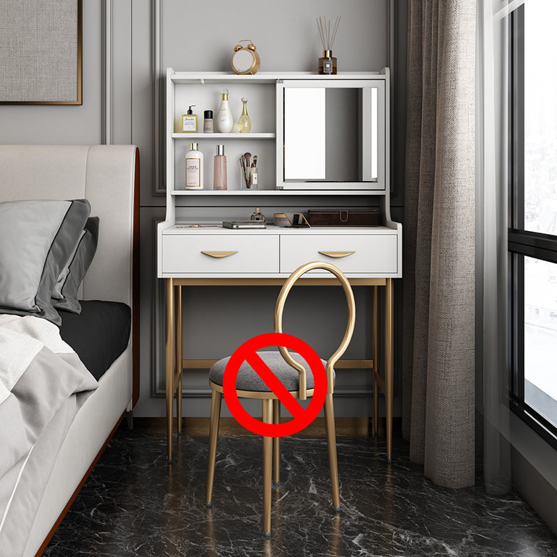 Luxurious Vanity Set 1/2 Storage Drawers with Mirror & Padded Stool