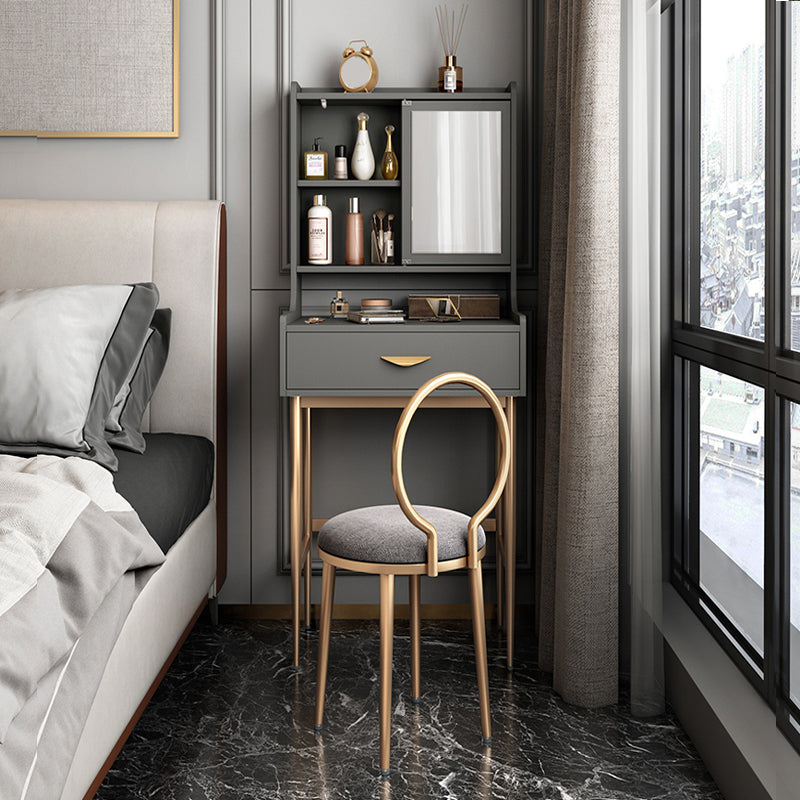 Luxurious Vanity Set 1/2 Storage Drawers with Mirror & Padded Stool