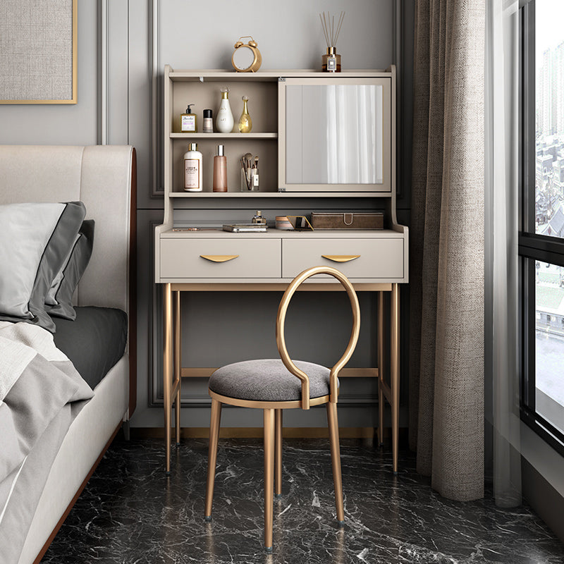 Luxurious Vanity Set 1/2 Storage Drawers with Mirror & Padded Stool