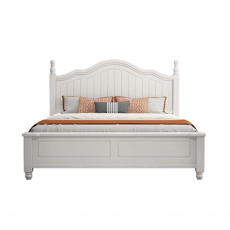 Contemporary Wooden Arched Standard Bed, Panel Headboard Bed